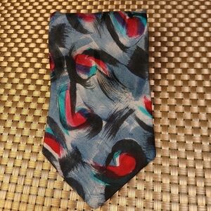 Neiman Marcus Signed Quellian Multicolor Artistic Tie Silk (0540)